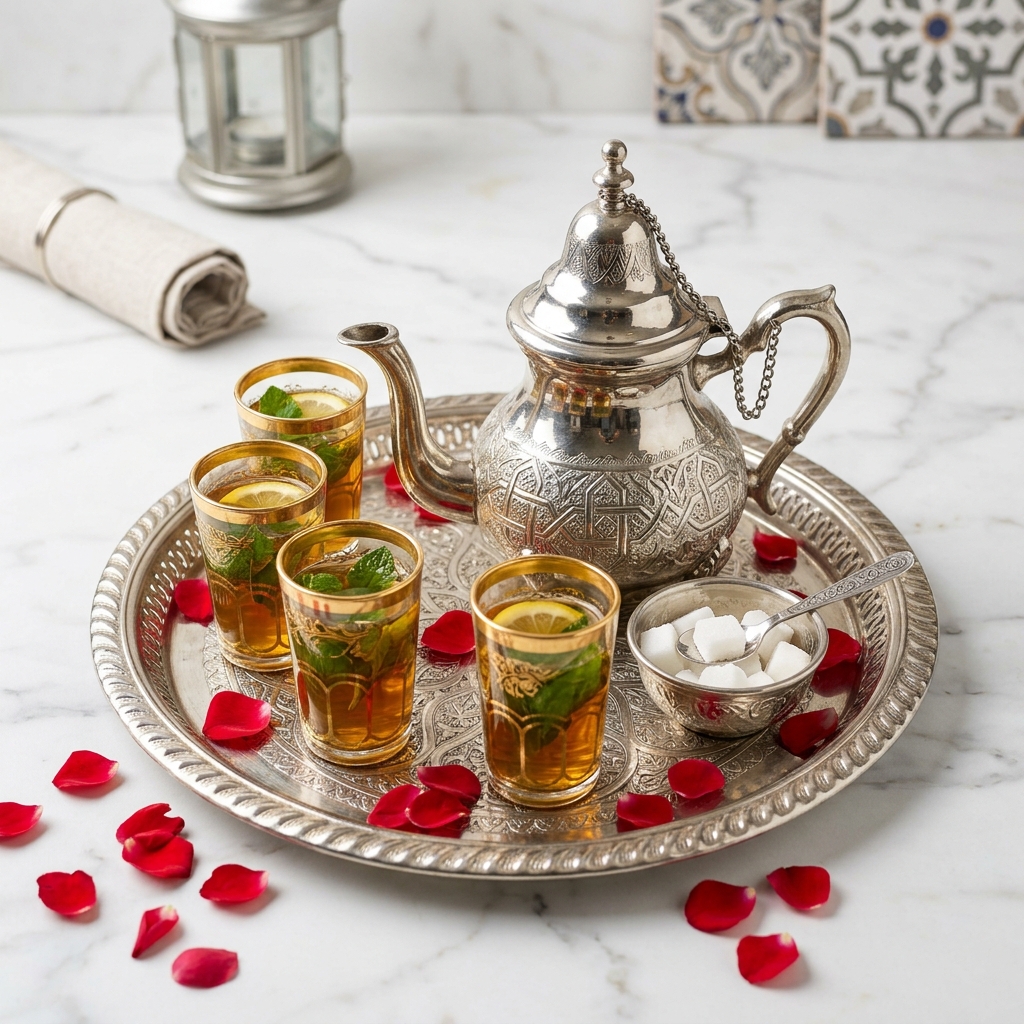 Théière Traditionnelle Marocaine & Service Élégant