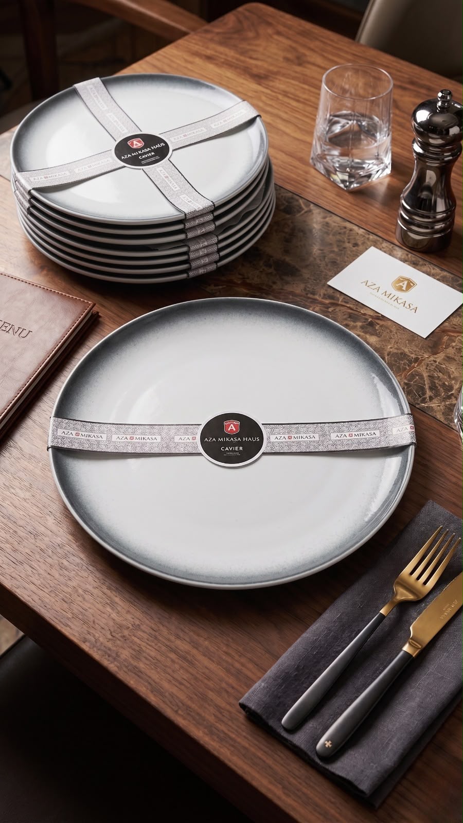 Assiette Caviar Mikasa, Éclat Minéral Grisé 27 cm