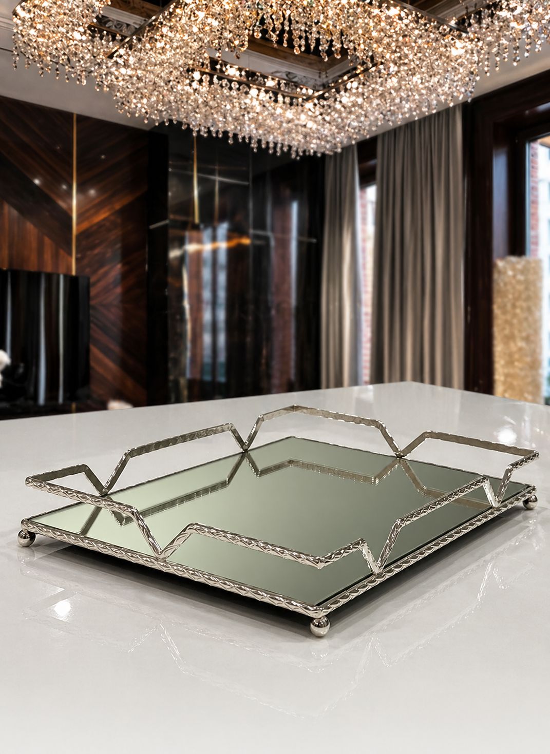 Plateau Miroir Ondulé, Reflets d'Élégance 46*30 cm