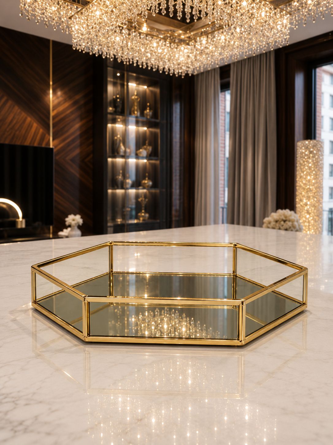 Plateau hexagonal bronze 30 CM