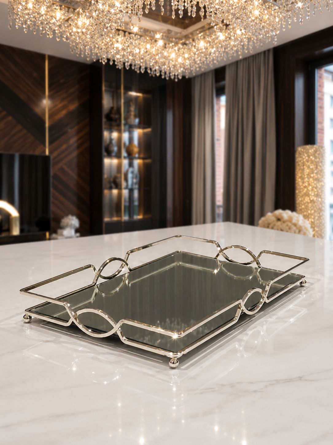 Plateau miroir argenté 46*36 cm