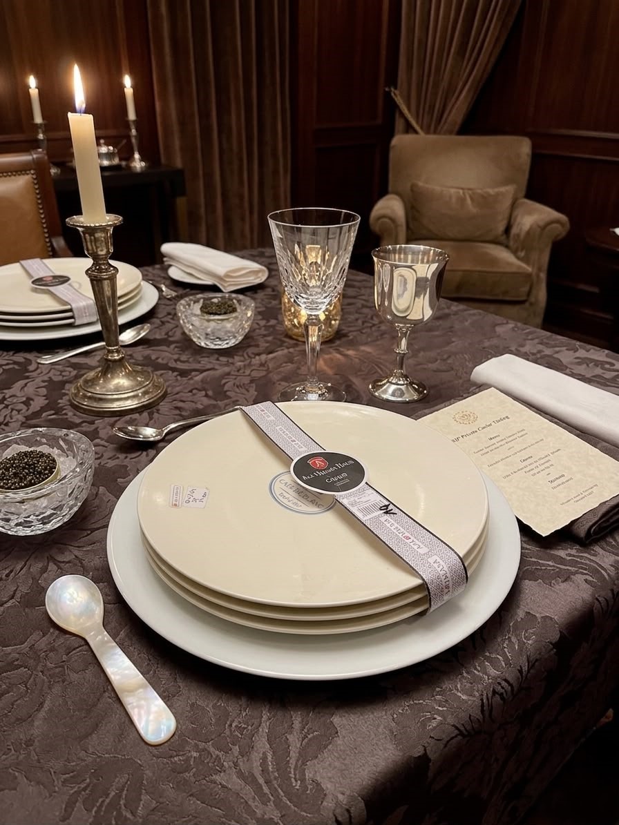 Assiettes en céramique ivoire décorées d'un ruban de la maison Aza Mikasa 27cm