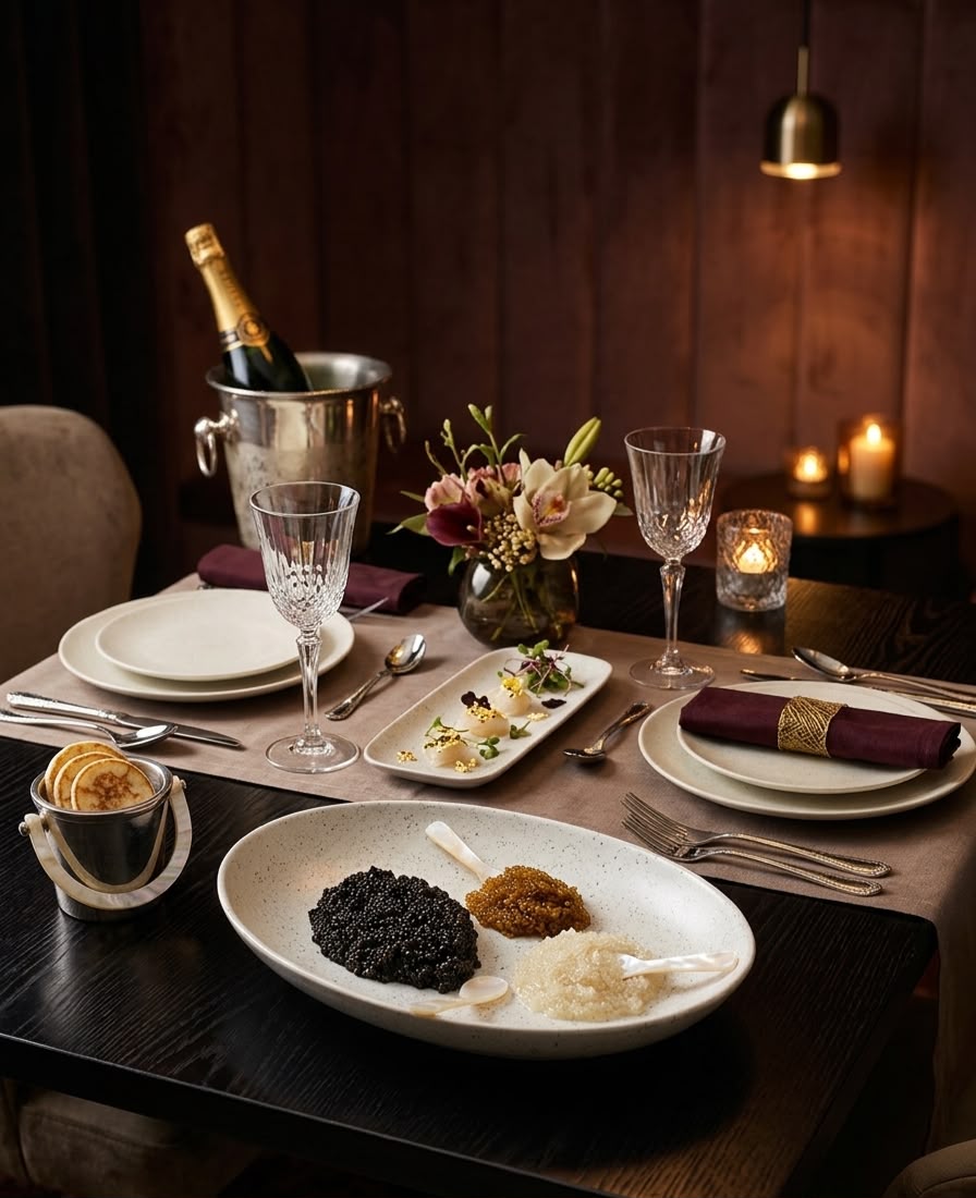 Plat Ovale de Dégustation Caviar "Éclat Gourmand"