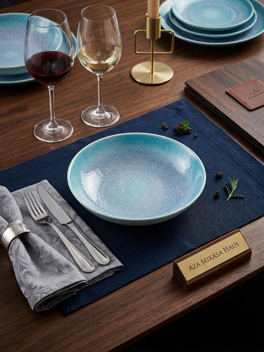 assiette creuse de la collection caviar Aza Mikasa  L'art de la dégustation 20cm