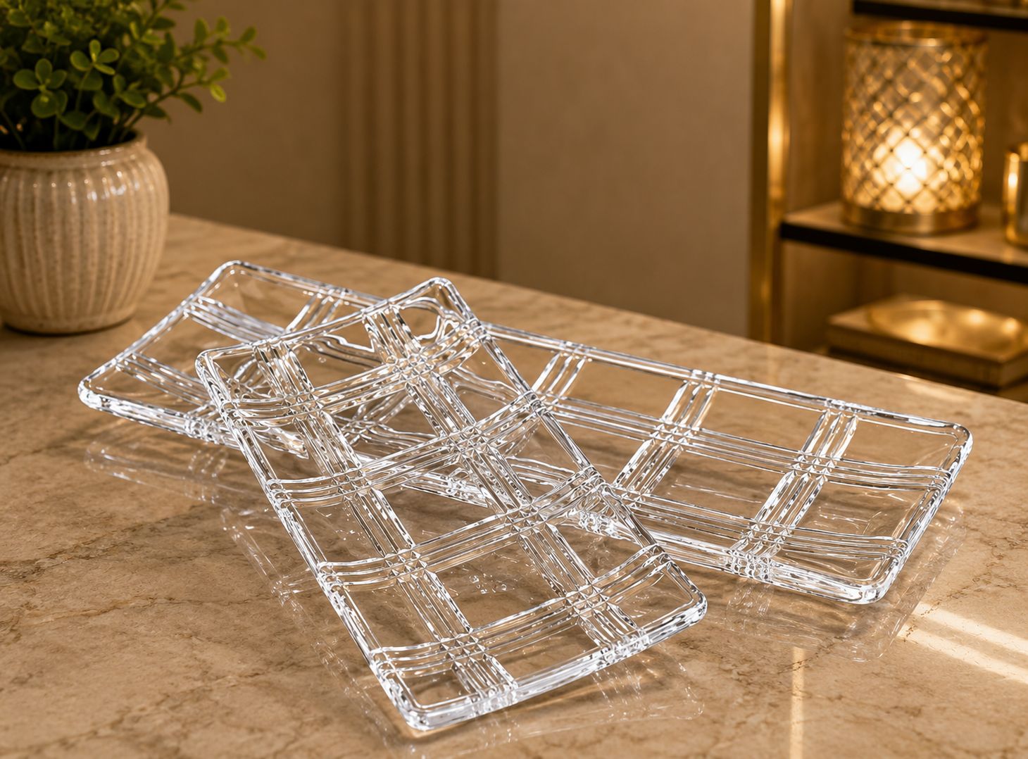 Plat de Présentation Rectangulaire en Cristal – 46 × 14 cm