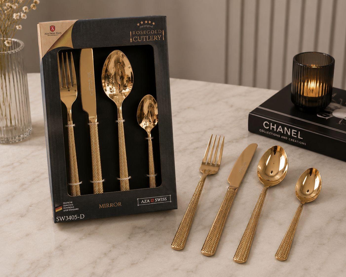 Collection de Couverts Roségold Miroir AZA Swiss Haus inoxydables inox 18\10