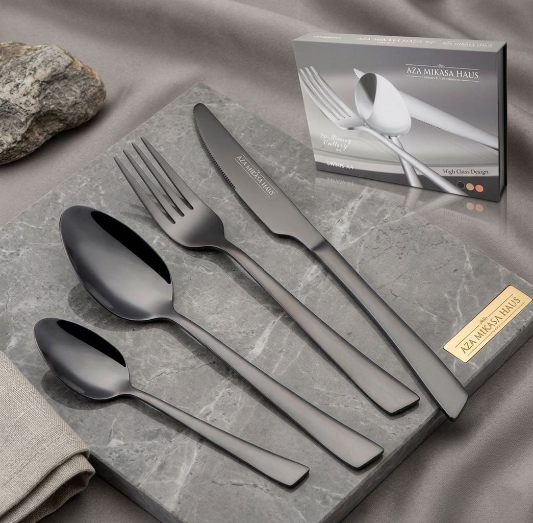 Service de Couverts Azarioh Noir Élégance Baroque inoxydables inox 18\10 24 piéces