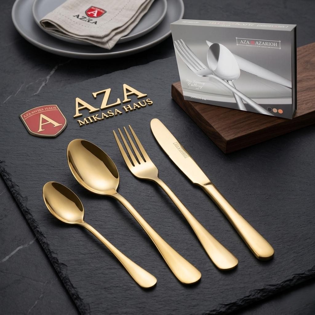 Collection AZA Or Finition Rayonnante Élégance Baroque inoxydables inox 18\10 24 piéces