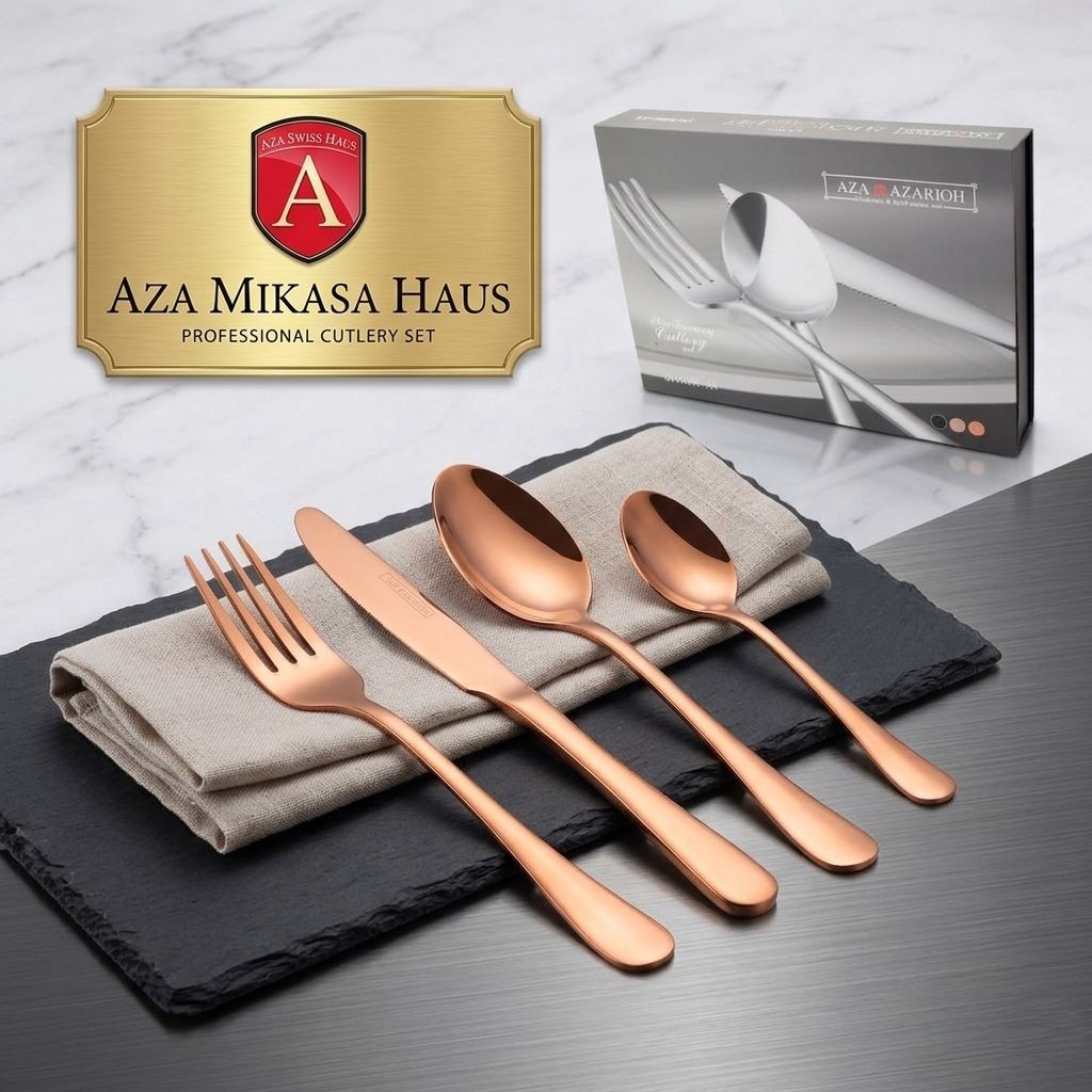 AZA Swiss Haus : Cuivrée Rosée Élégance Baroque inoxydables inox 18\10 24 piéces