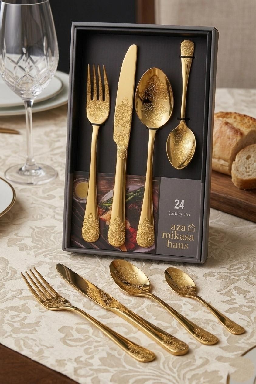 Coutellerie Dorée Élégance Intemporelle inoxydables inox 18\10 24 piéces