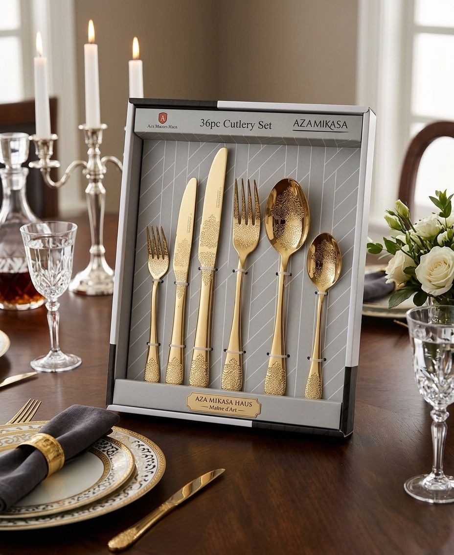 Ménagère Dorée AZA Mikasa Haus 36 Pièces Inoxydables inox 18\10