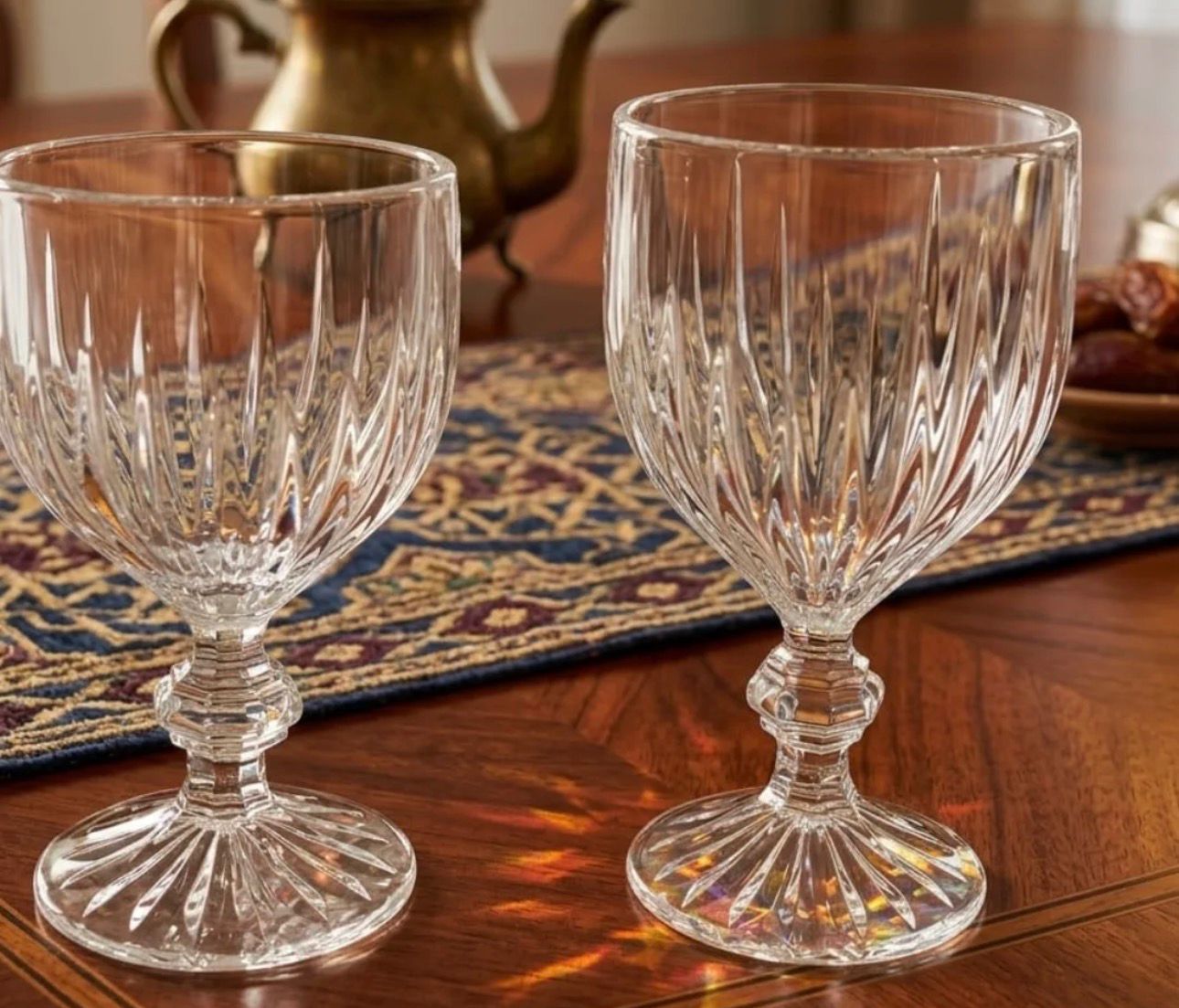 Lot de Verres à Pied en Cristal Ciselé – Élégance Artisanale & Esprit Brocante Luxe 320 ml  ( LOT 6 ) 