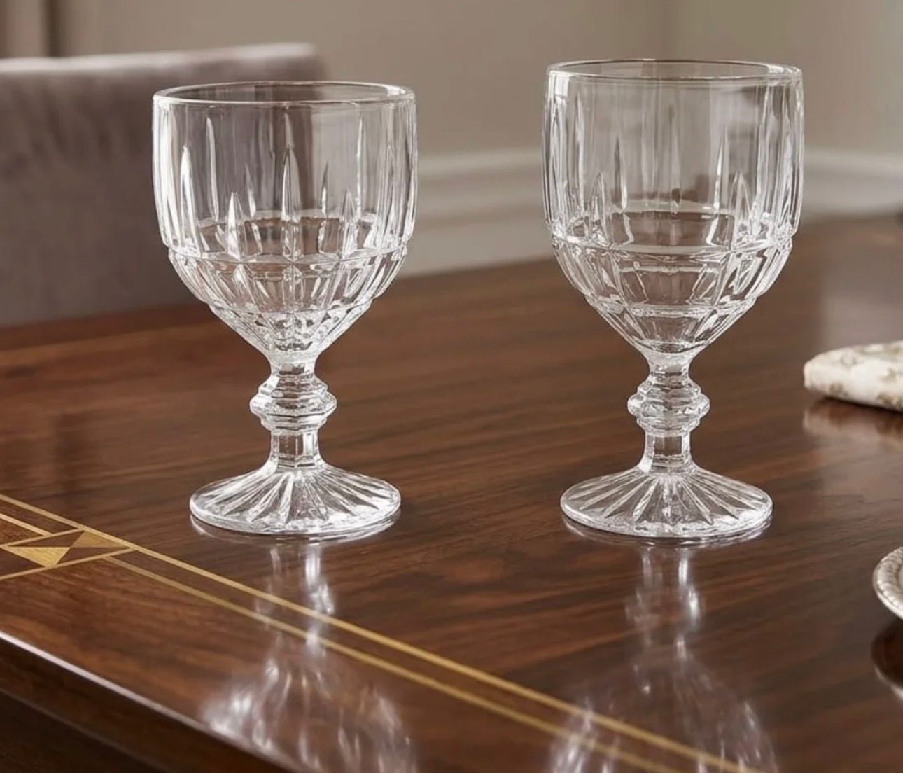 Verres de Table Style Vintage en Cristal Ciselé élégant (LOT 6) 320 ml