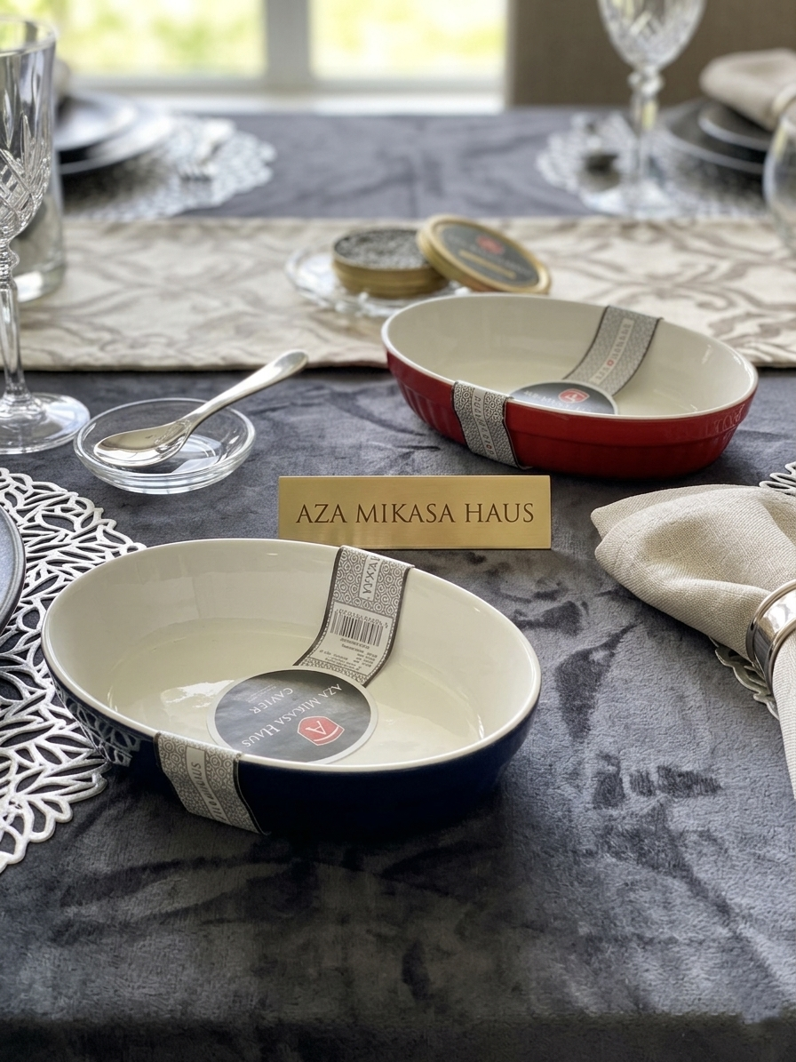 Plats ovales en céramique de la maison Aza Mikasa (Collection Caviar) 20,5cm\13,5cm